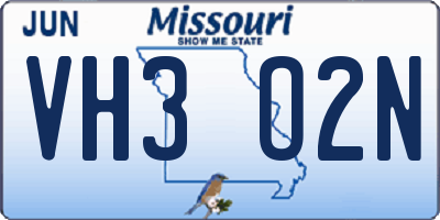 MO license plate VH3O2N