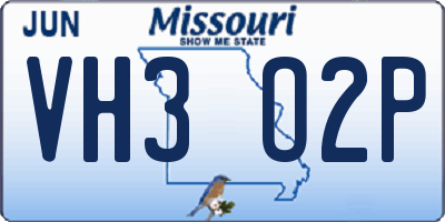 MO license plate VH3O2P