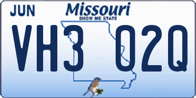 MO license plate VH3O2Q
