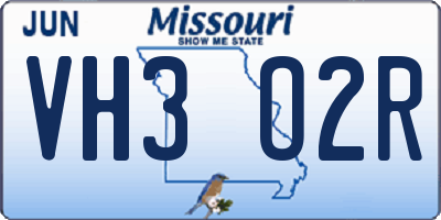MO license plate VH3O2R