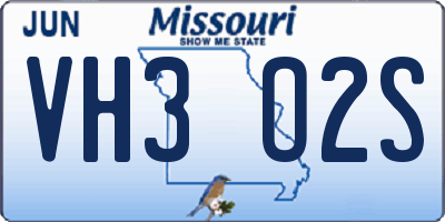 MO license plate VH3O2S