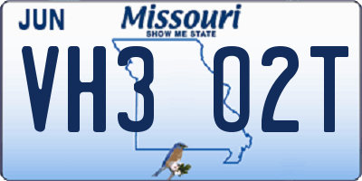 MO license plate VH3O2T