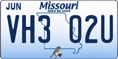 MO license plate VH3O2U