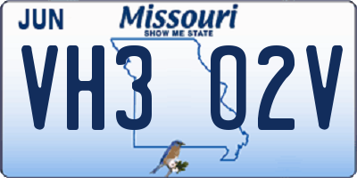 MO license plate VH3O2V
