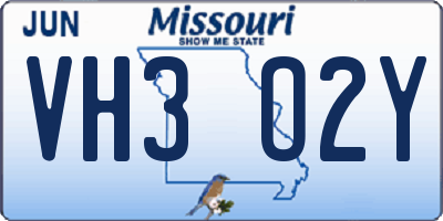 MO license plate VH3O2Y