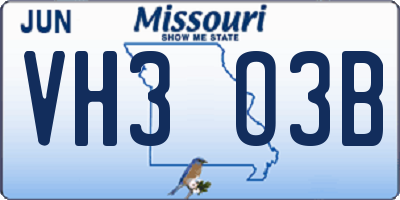 MO license plate VH3O3B
