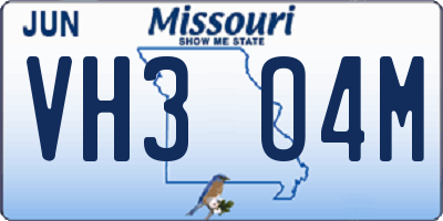 MO license plate VH3O4M