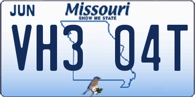 MO license plate VH3O4T
