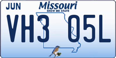 MO license plate VH3O5L