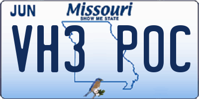 MO license plate VH3P0C
