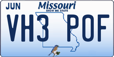 MO license plate VH3P0F
