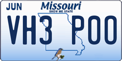 MO license plate VH3P0O