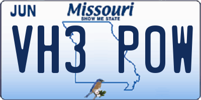 MO license plate VH3P0W