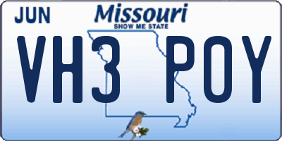 MO license plate VH3P0Y
