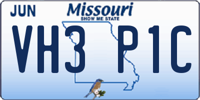 MO license plate VH3P1C