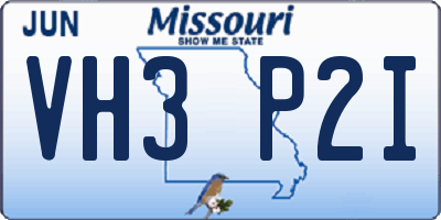 MO license plate VH3P2I