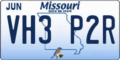 MO license plate VH3P2R