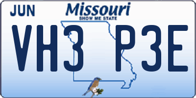 MO license plate VH3P3E