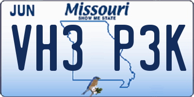 MO license plate VH3P3K
