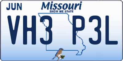 MO license plate VH3P3L