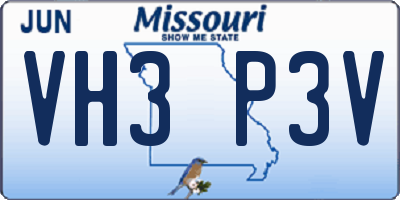 MO license plate VH3P3V