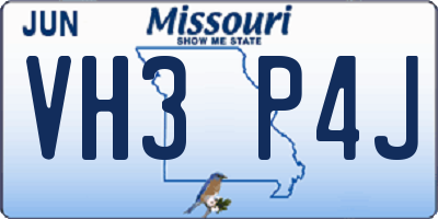 MO license plate VH3P4J