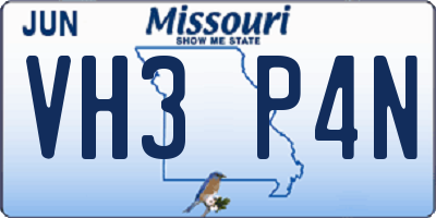 MO license plate VH3P4N