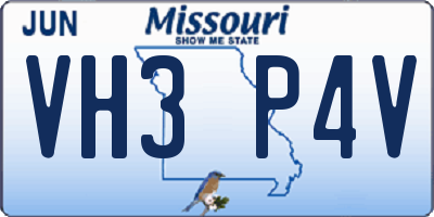 MO license plate VH3P4V