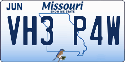 MO license plate VH3P4W
