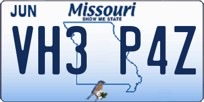 MO license plate VH3P4Z