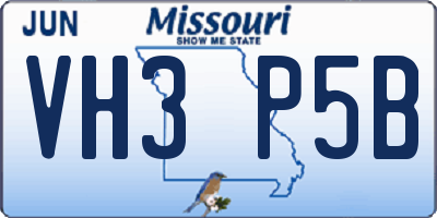 MO license plate VH3P5B