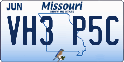 MO license plate VH3P5C