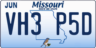 MO license plate VH3P5D