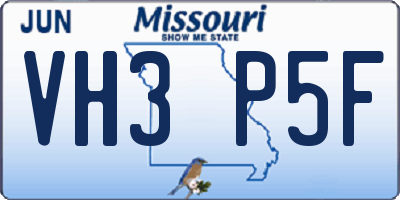 MO license plate VH3P5F