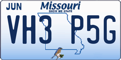 MO license plate VH3P5G