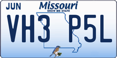 MO license plate VH3P5L