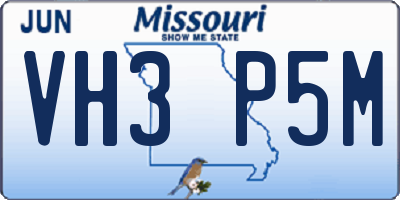 MO license plate VH3P5M