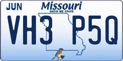 MO license plate VH3P5Q