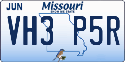 MO license plate VH3P5R