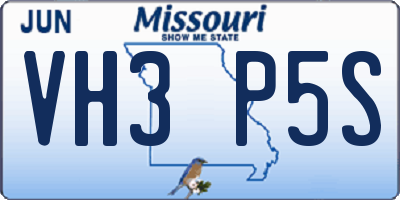 MO license plate VH3P5S