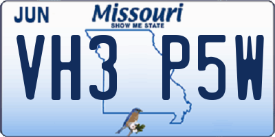MO license plate VH3P5W