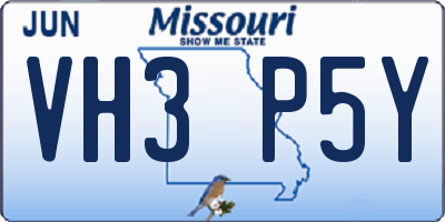 MO license plate VH3P5Y