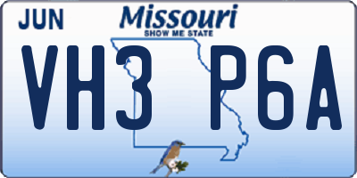 MO license plate VH3P6A