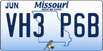 MO license plate VH3P6B