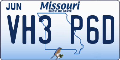 MO license plate VH3P6D
