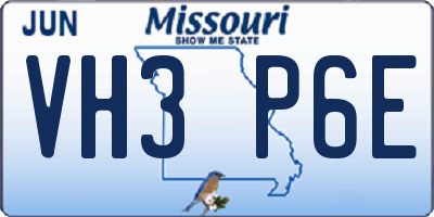 MO license plate VH3P6E