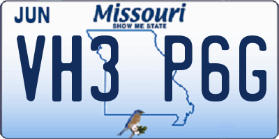 MO license plate VH3P6G