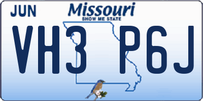 MO license plate VH3P6J