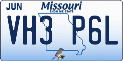 MO license plate VH3P6L