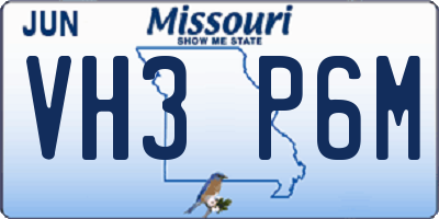 MO license plate VH3P6M
